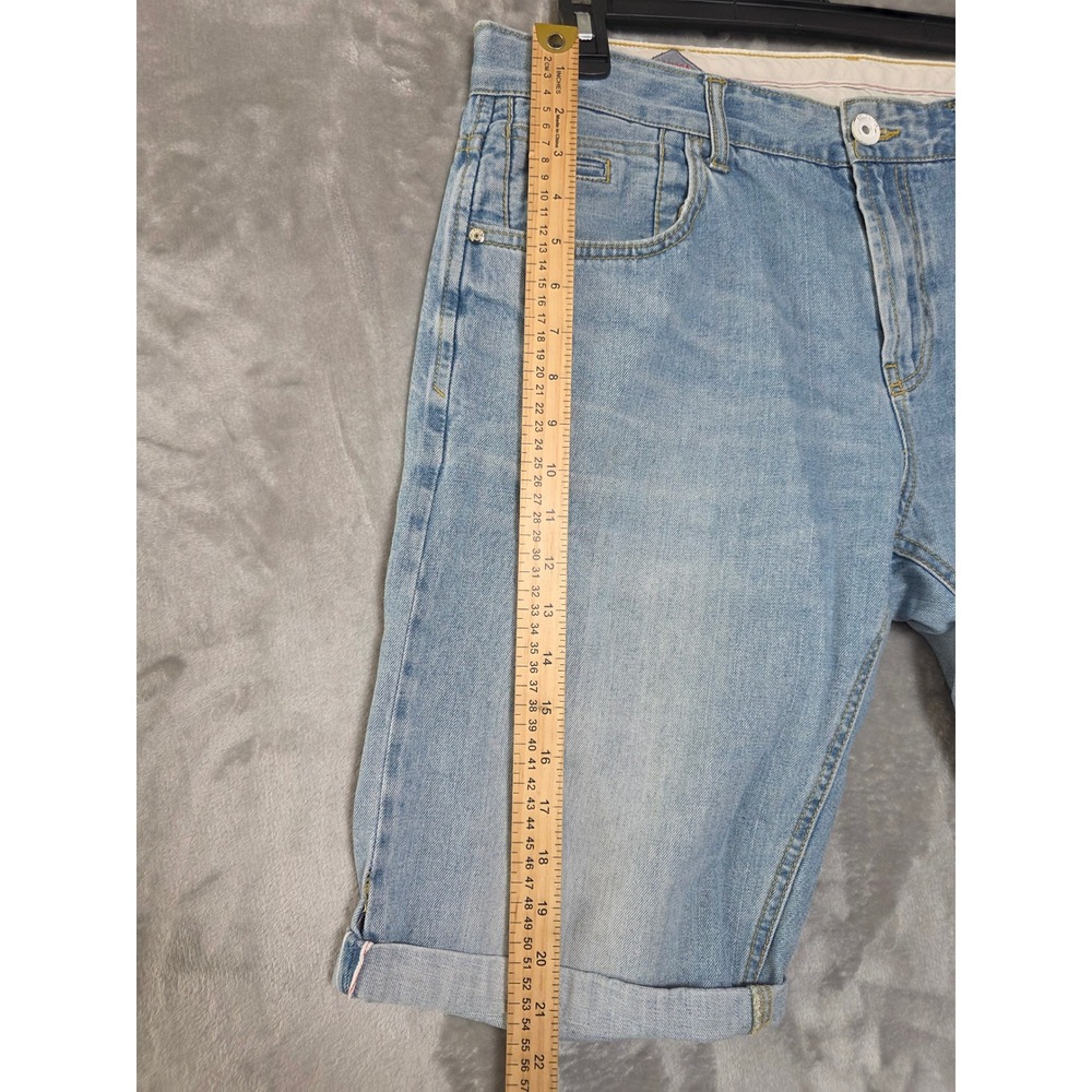 Selected Denim Mens Jean Shorts W36 XL Light Wash Regular Fit Cuffed Bermuda - Picture 5 of 9